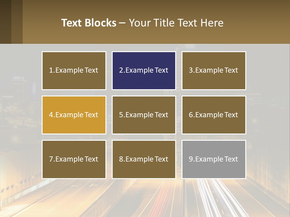 A City At Night With Light Streaks On The Road PowerPoint Template