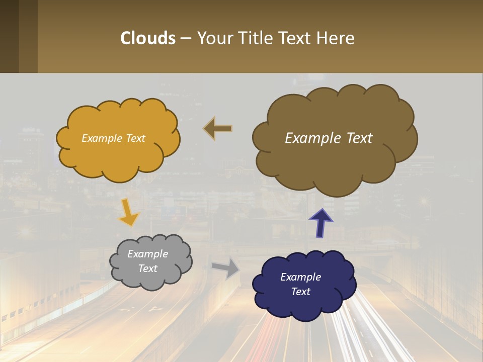 A City At Night With Light Streaks On The Road PowerPoint Template