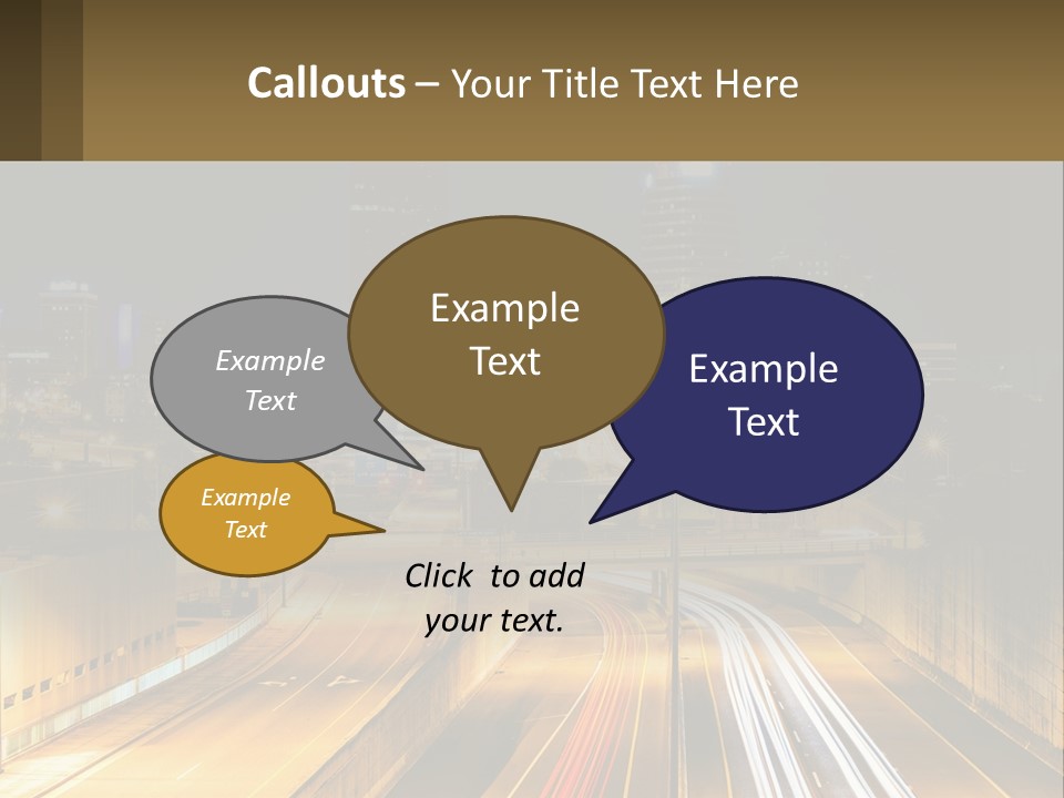 A City At Night With Light Streaks On The Road PowerPoint Template