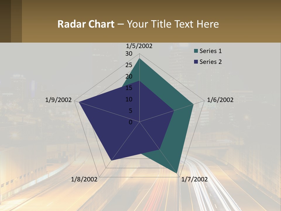 A City At Night With Light Streaks On The Road PowerPoint Template