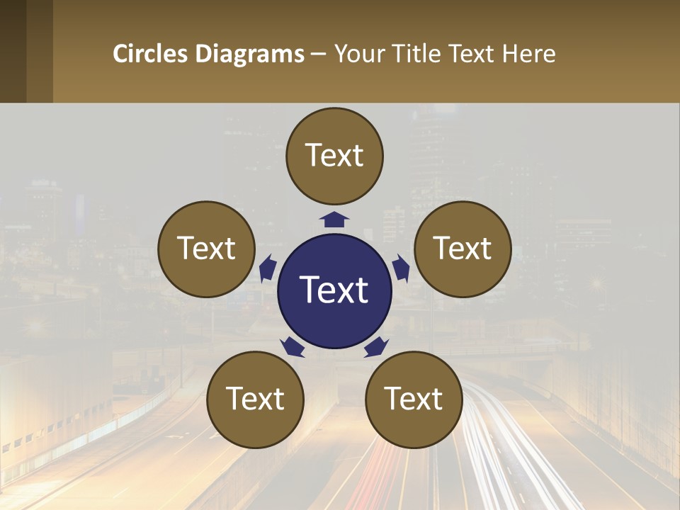 A City At Night With Light Streaks On The Road PowerPoint Template