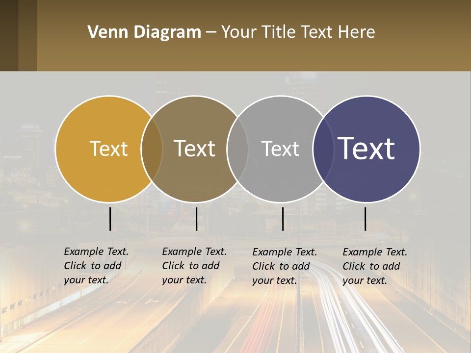 A City At Night With Light Streaks On The Road PowerPoint Template