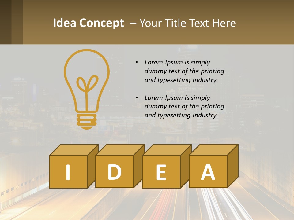 A City At Night With Light Streaks On The Road PowerPoint Template