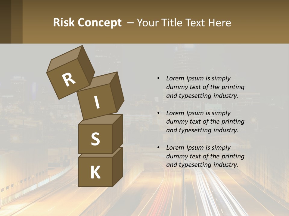 A City At Night With Light Streaks On The Road PowerPoint Template