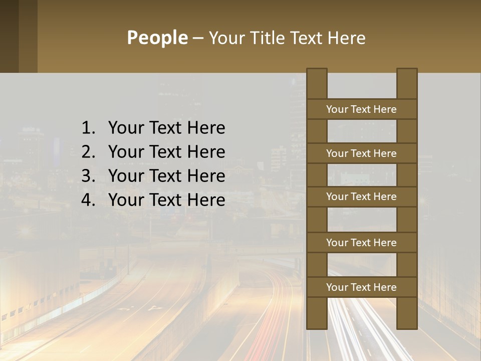 A City At Night With Light Streaks On The Road PowerPoint Template