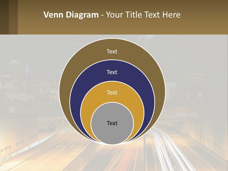 A City At Night With Light Streaks On The Road PowerPoint Template