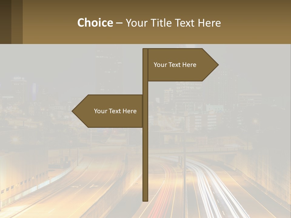 A City At Night With Light Streaks On The Road PowerPoint Template