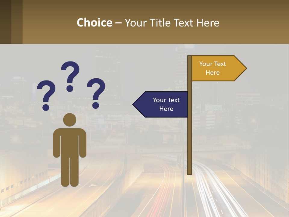 A City At Night With Light Streaks On The Road PowerPoint Template