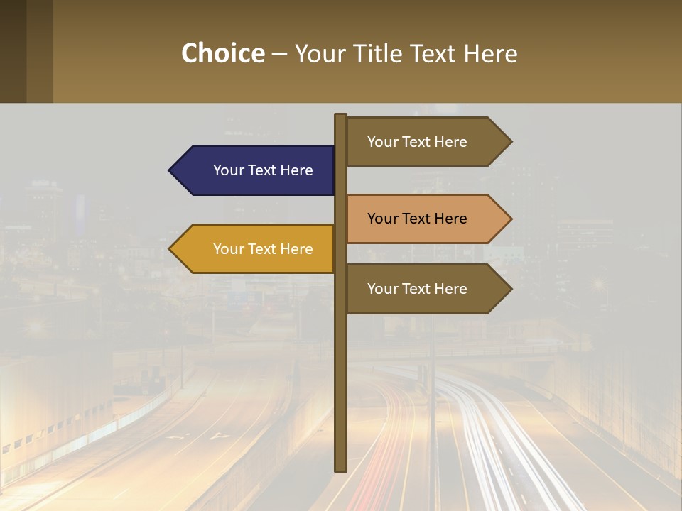 A City At Night With Light Streaks On The Road PowerPoint Template