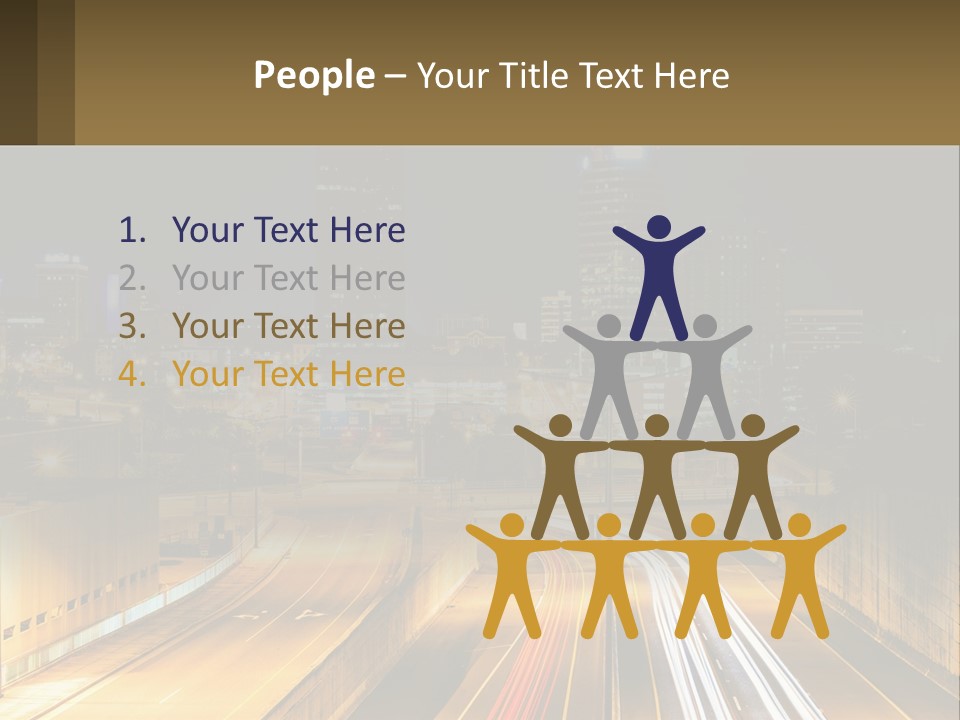 A City At Night With Light Streaks On The Road PowerPoint Template