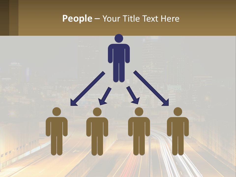 A City At Night With Light Streaks On The Road PowerPoint Template