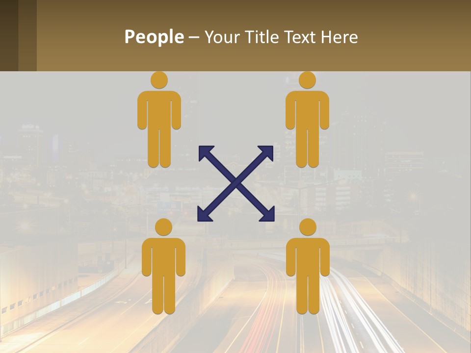 A City At Night With Light Streaks On The Road PowerPoint Template