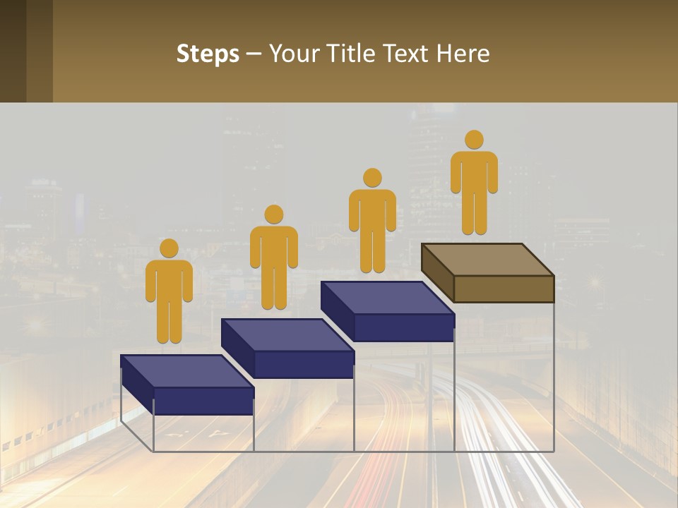 A City At Night With Light Streaks On The Road PowerPoint Template