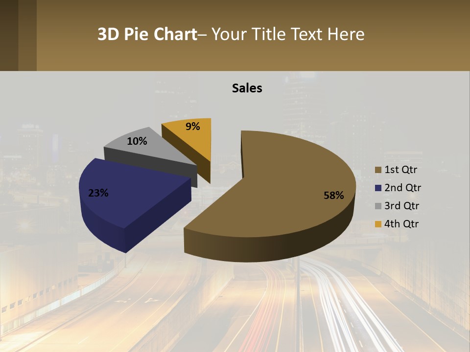 A City At Night With Light Streaks On The Road PowerPoint Template