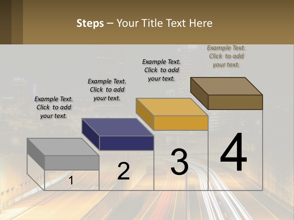 A City At Night With Light Streaks On The Road PowerPoint Template