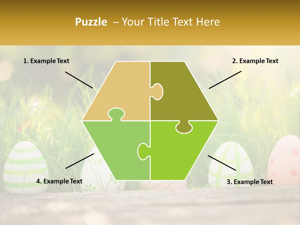 A Row Of Easter Eggs Sitting In The Grass PowerPoint Template