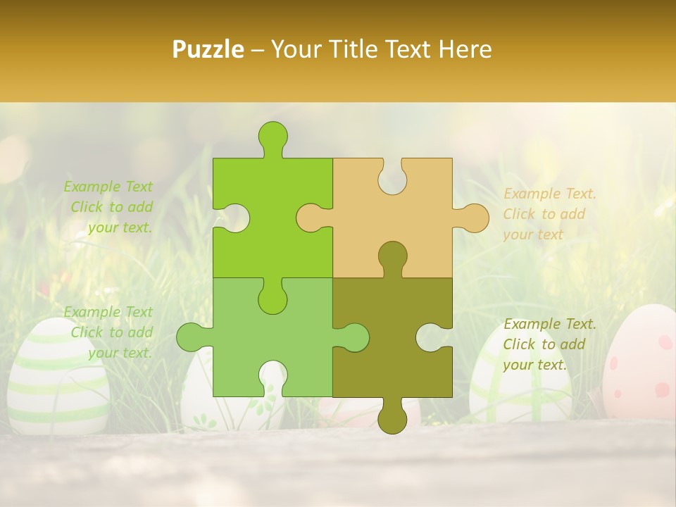 A Row Of Easter Eggs Sitting In The Grass PowerPoint Template