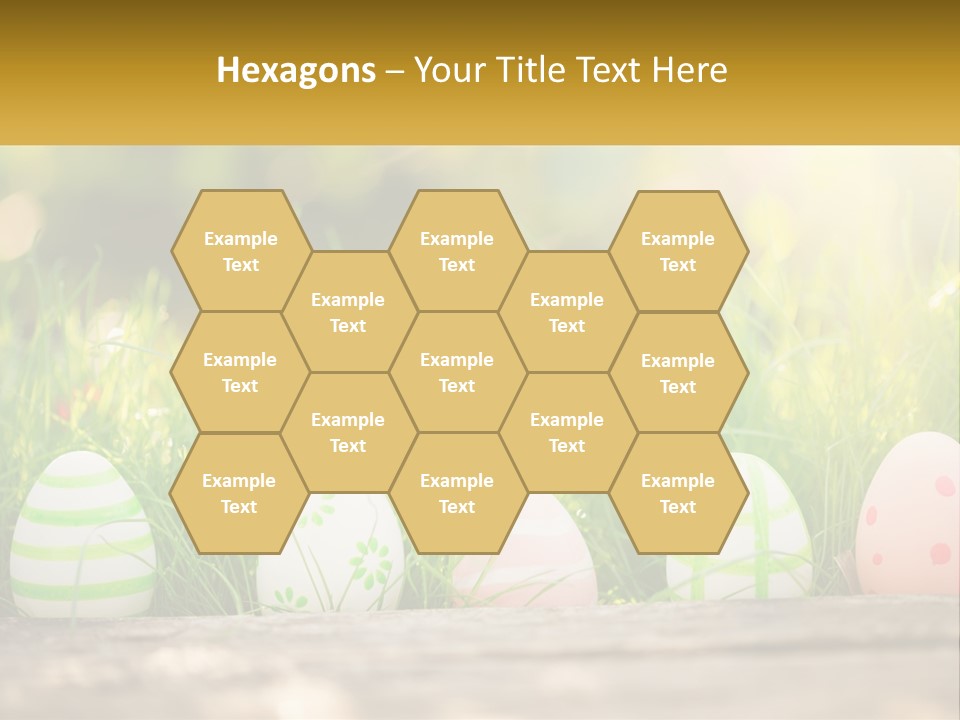 A Row Of Easter Eggs Sitting In The Grass PowerPoint Template