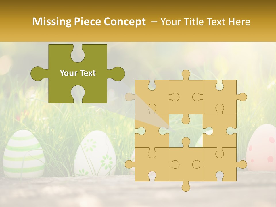 A Row Of Easter Eggs Sitting In The Grass PowerPoint Template