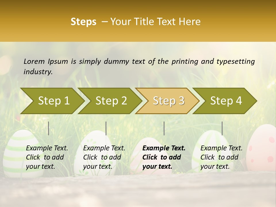 A Row Of Easter Eggs Sitting In The Grass PowerPoint Template