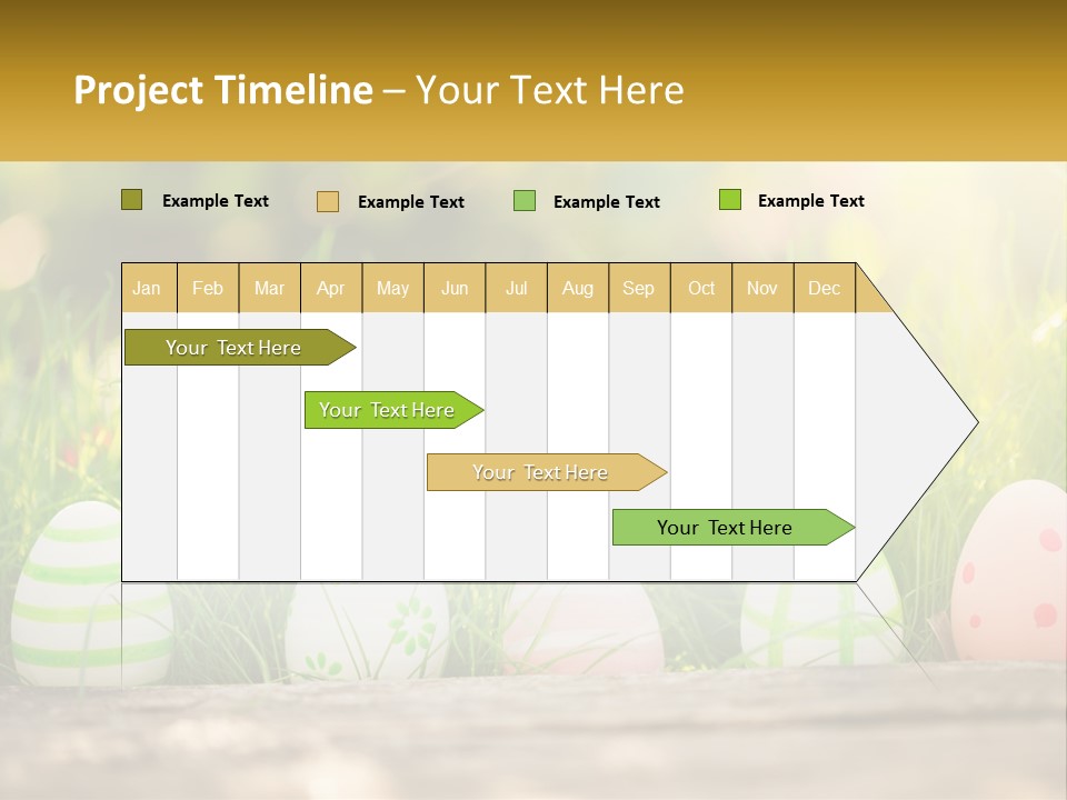 A Row Of Easter Eggs Sitting In The Grass PowerPoint Template