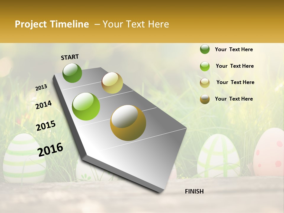 A Row Of Easter Eggs Sitting In The Grass PowerPoint Template