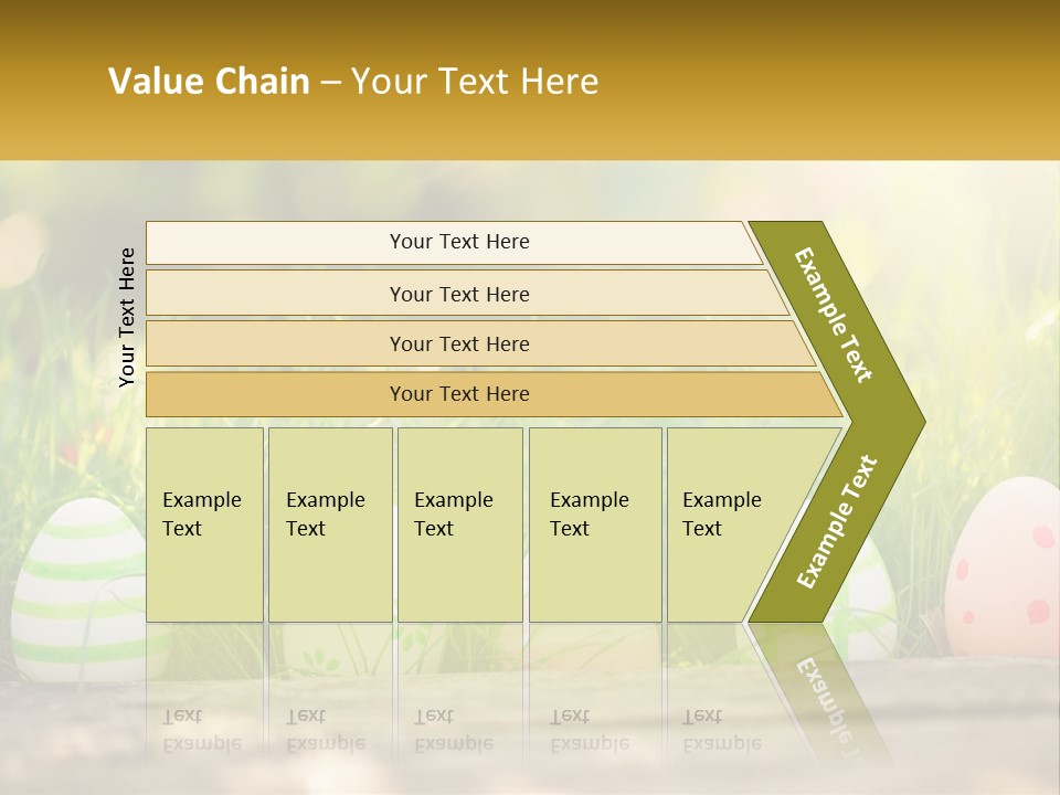 A Row Of Easter Eggs Sitting In The Grass PowerPoint Template