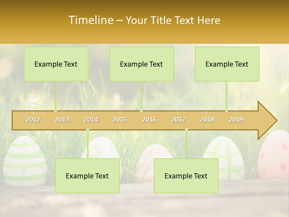 A Row Of Easter Eggs Sitting In The Grass PowerPoint Template