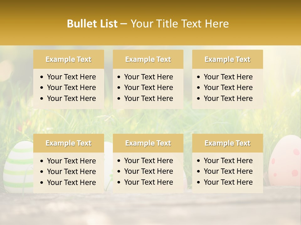 A Row Of Easter Eggs Sitting In The Grass PowerPoint Template