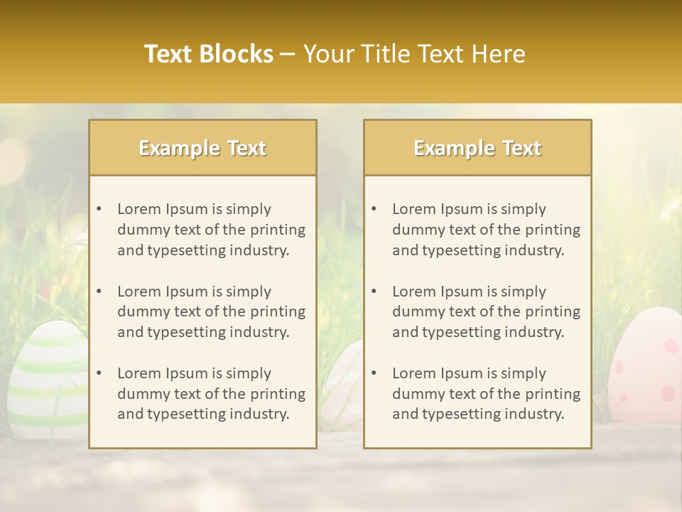 A Row Of Easter Eggs Sitting In The Grass PowerPoint Template