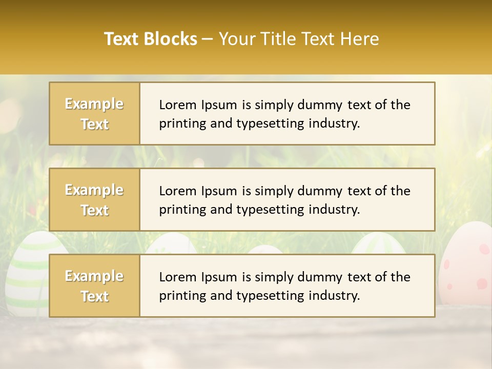 A Row Of Easter Eggs Sitting In The Grass PowerPoint Template