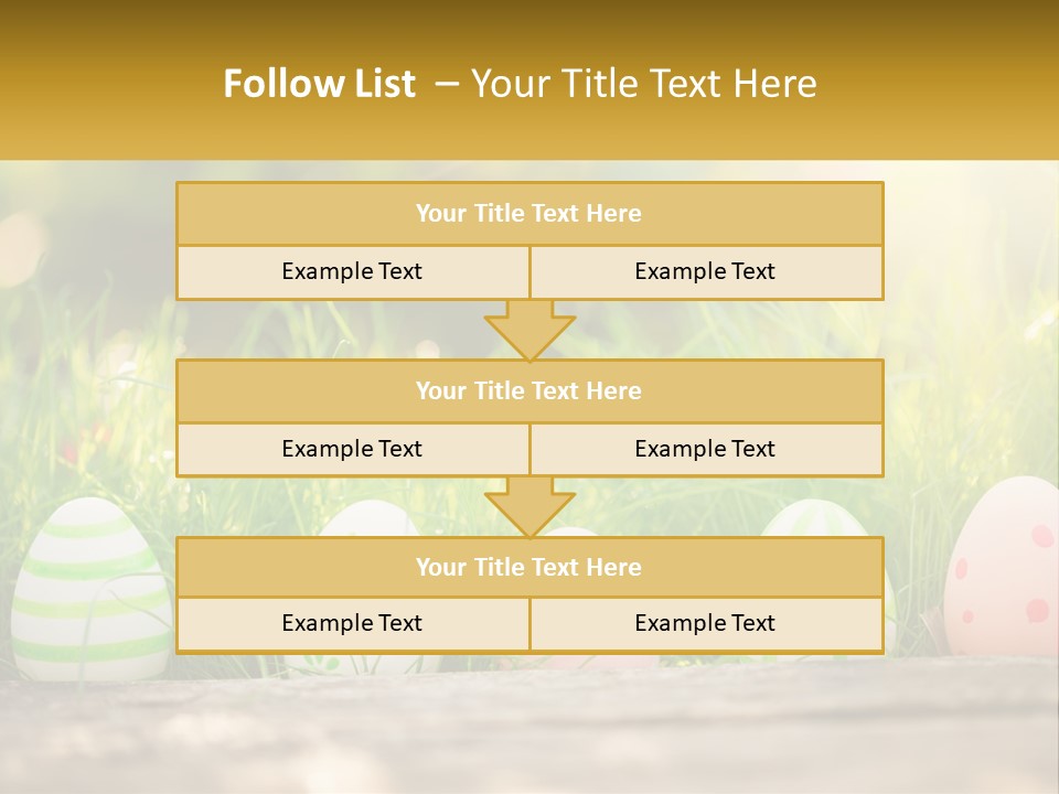 A Row Of Easter Eggs Sitting In The Grass PowerPoint Template