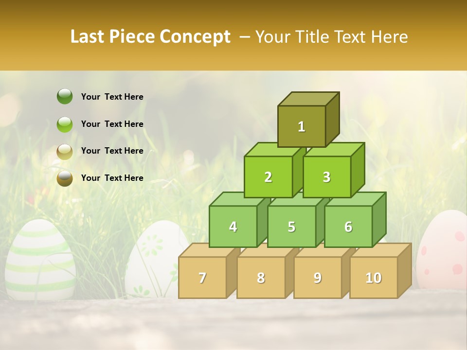 A Row Of Easter Eggs Sitting In The Grass PowerPoint Template