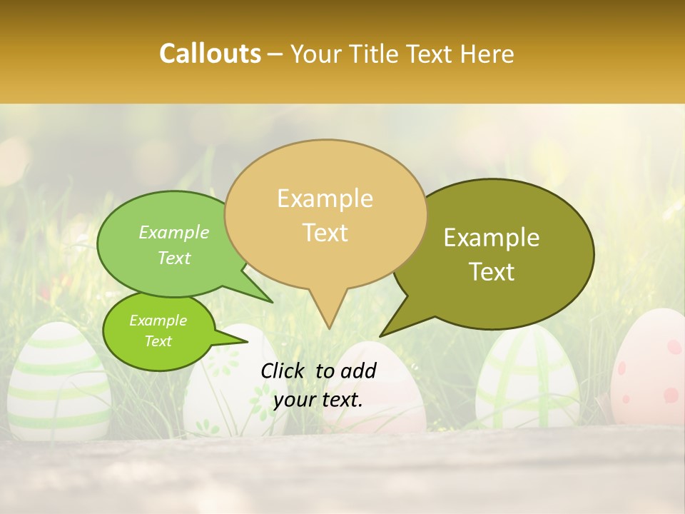 A Row Of Easter Eggs Sitting In The Grass PowerPoint Template