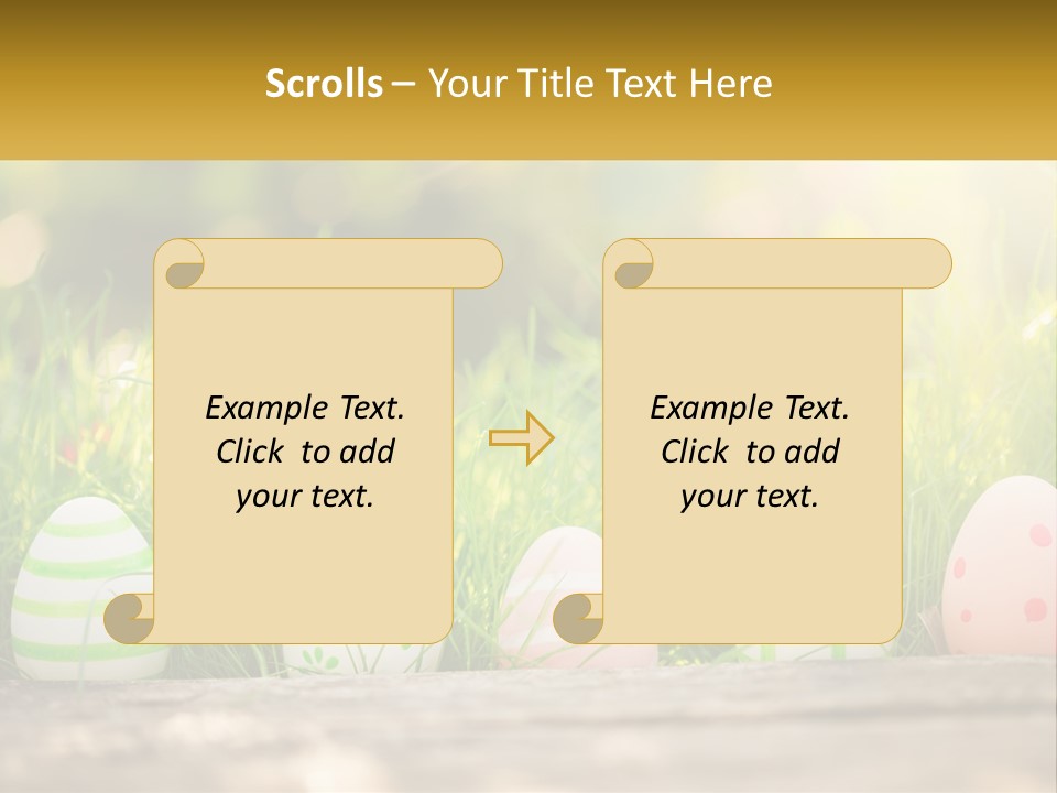 A Row Of Easter Eggs Sitting In The Grass PowerPoint Template