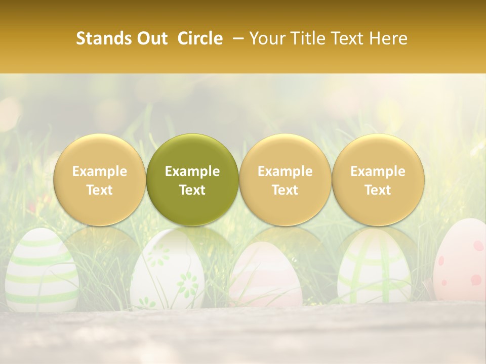 A Row Of Easter Eggs Sitting In The Grass PowerPoint Template