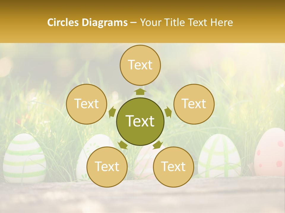 A Row Of Easter Eggs Sitting In The Grass PowerPoint Template