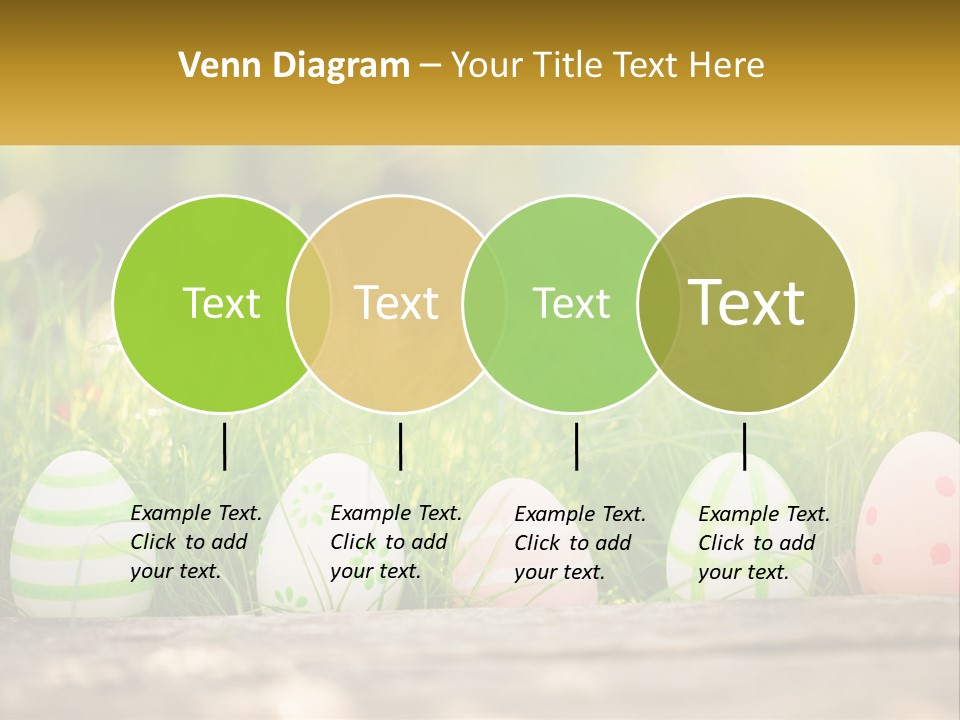 A Row Of Easter Eggs Sitting In The Grass PowerPoint Template