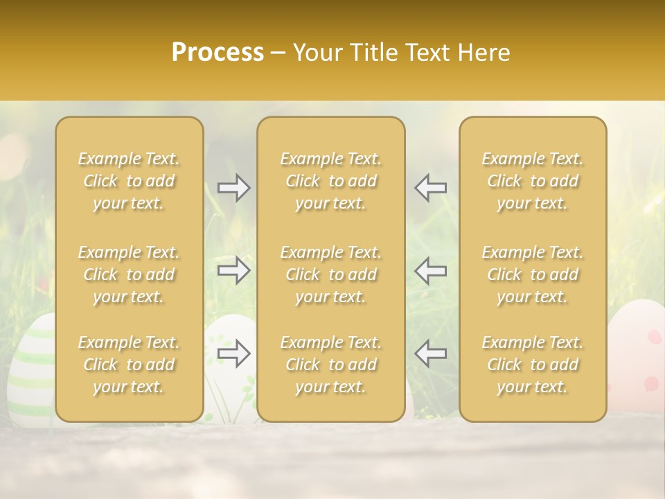 A Row Of Easter Eggs Sitting In The Grass PowerPoint Template