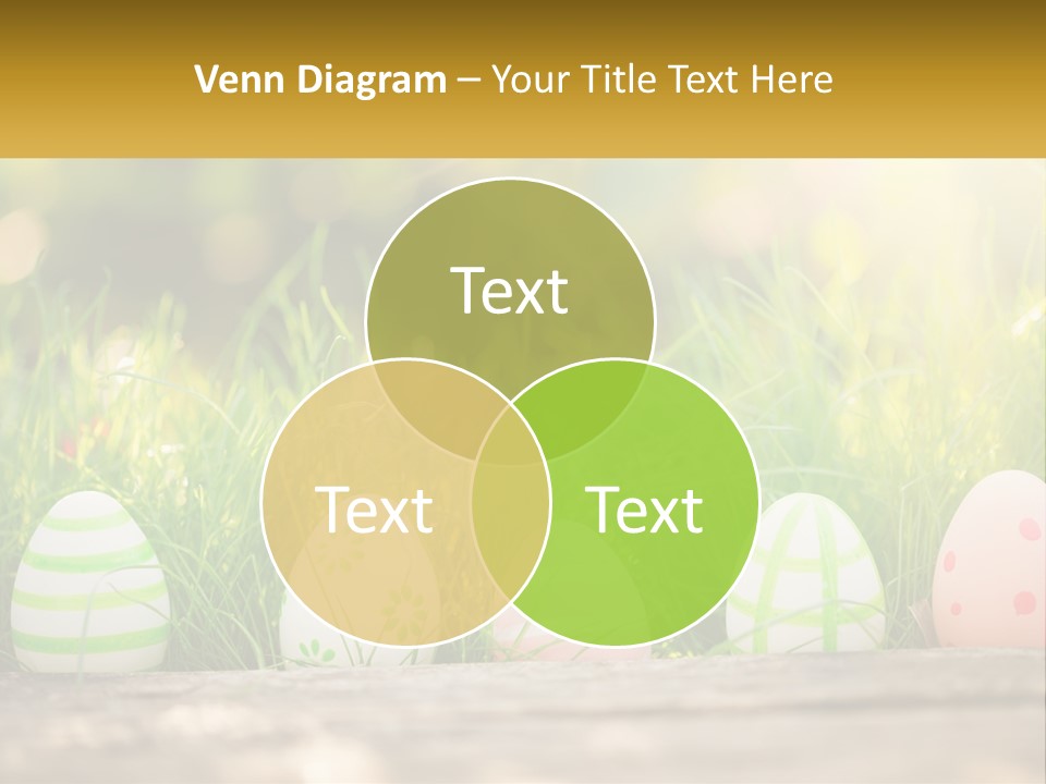 A Row Of Easter Eggs Sitting In The Grass PowerPoint Template