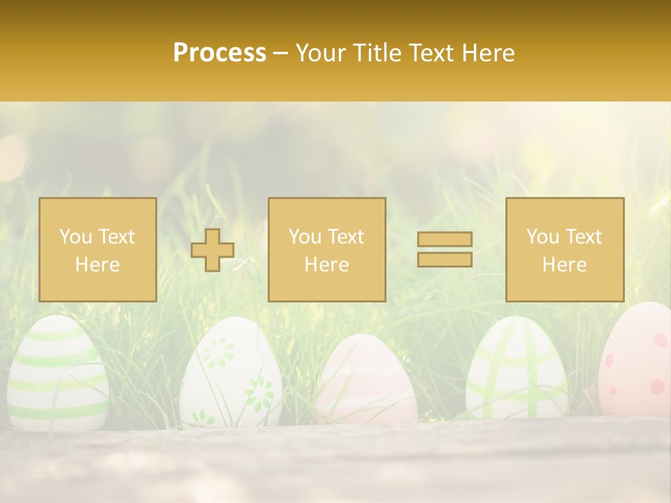 A Row Of Easter Eggs Sitting In The Grass PowerPoint Template
