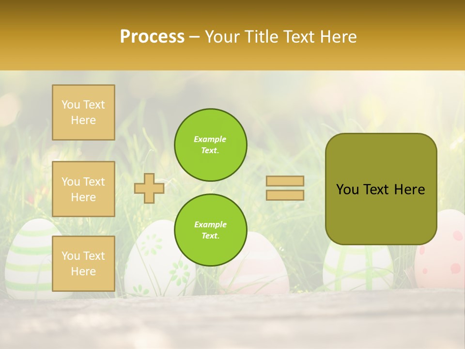 A Row Of Easter Eggs Sitting In The Grass PowerPoint Template