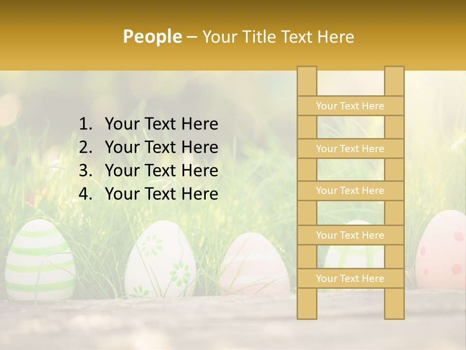 A Row Of Easter Eggs Sitting In The Grass PowerPoint Template