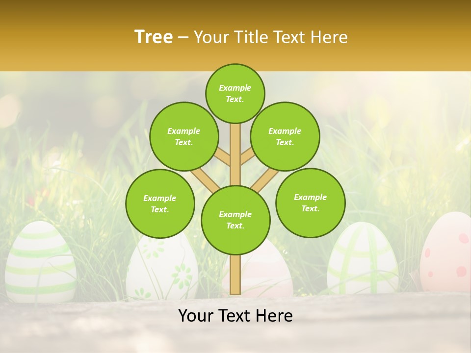 A Row Of Easter Eggs Sitting In The Grass PowerPoint Template