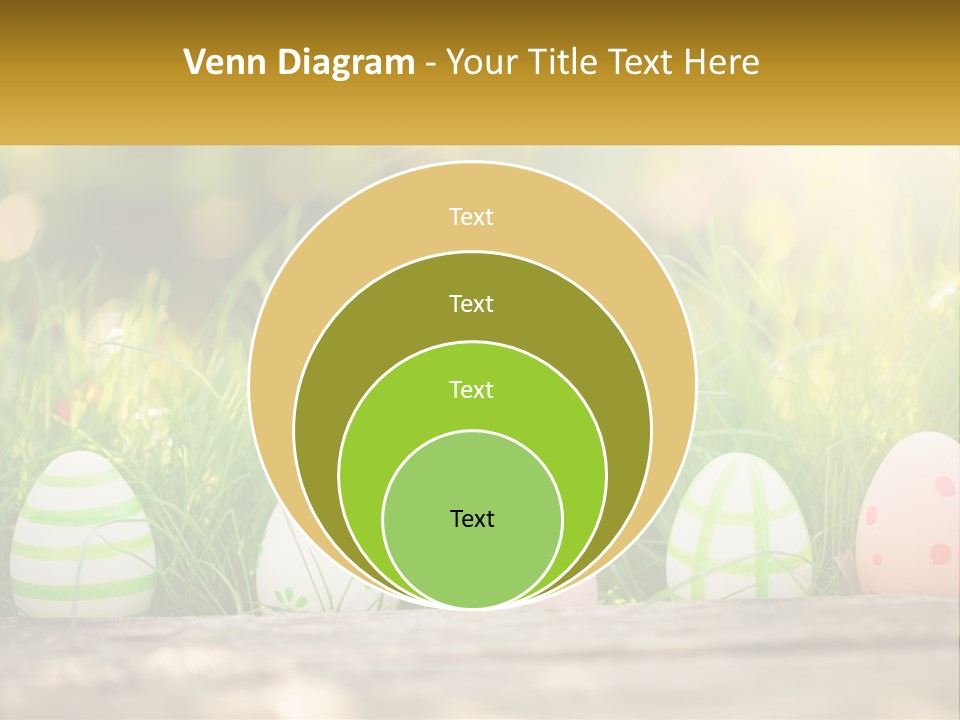 A Row Of Easter Eggs Sitting In The Grass PowerPoint Template