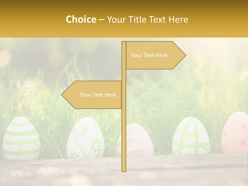 A Row Of Easter Eggs Sitting In The Grass PowerPoint Template