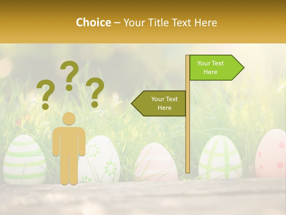 A Row Of Easter Eggs Sitting In The Grass PowerPoint Template