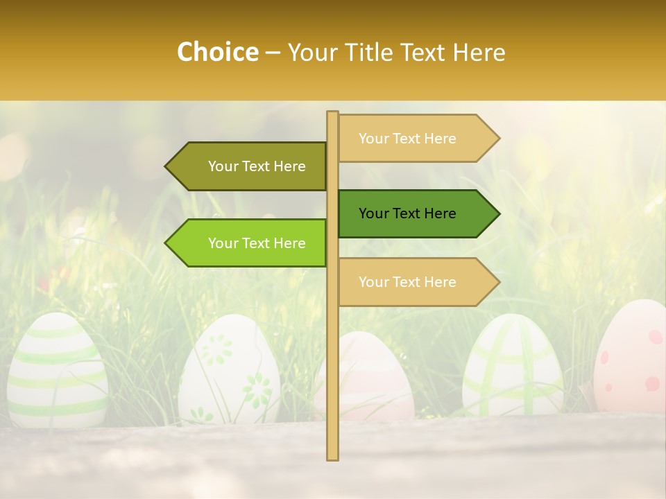 A Row Of Easter Eggs Sitting In The Grass PowerPoint Template