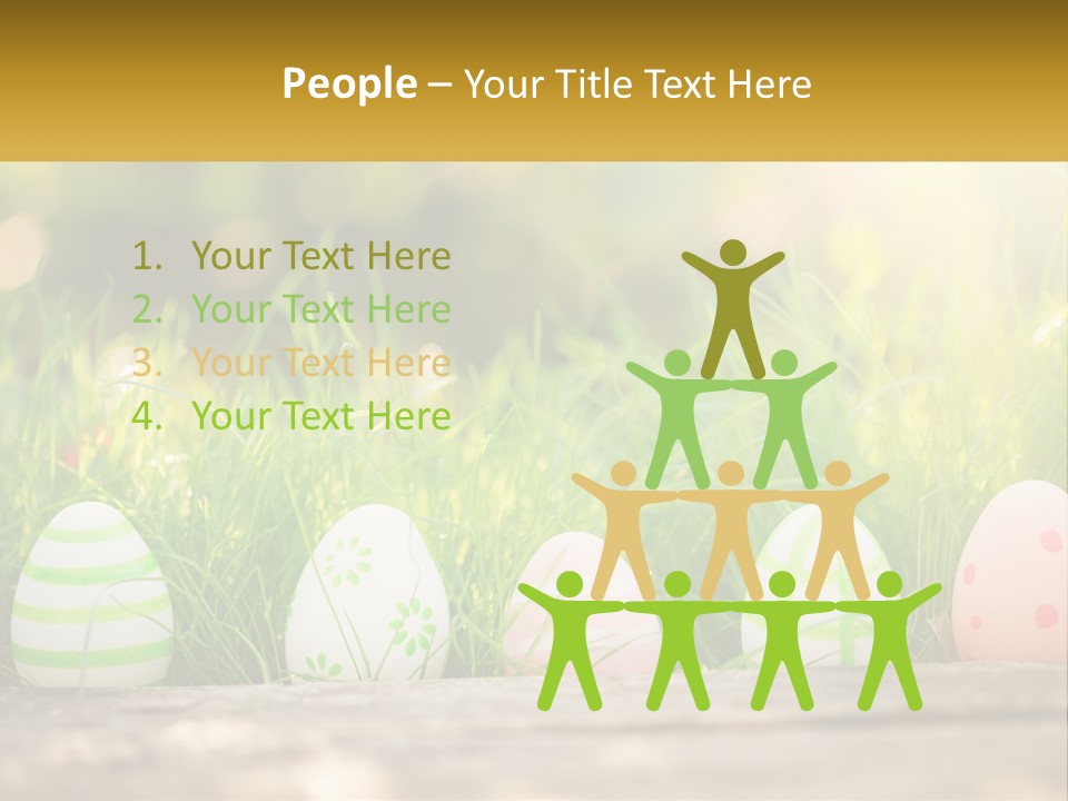 A Row Of Easter Eggs Sitting In The Grass PowerPoint Template