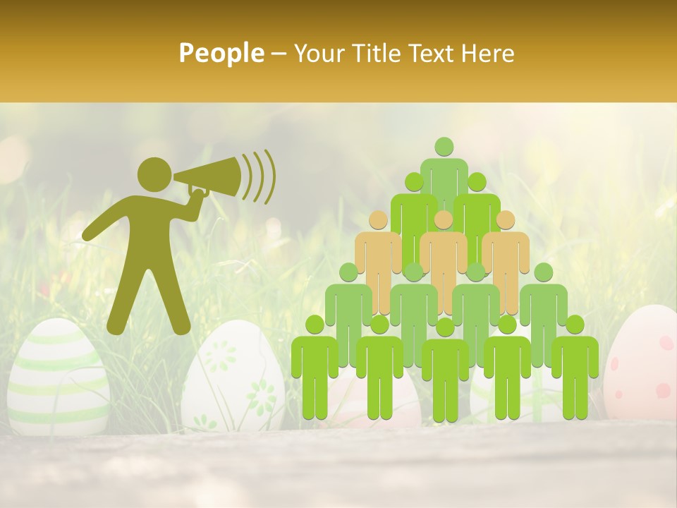 A Row Of Easter Eggs Sitting In The Grass PowerPoint Template